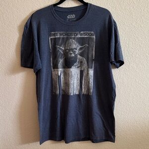 Star Wars Men's Dark Blue Yoda Graphic Tee Shirt Top Size Large